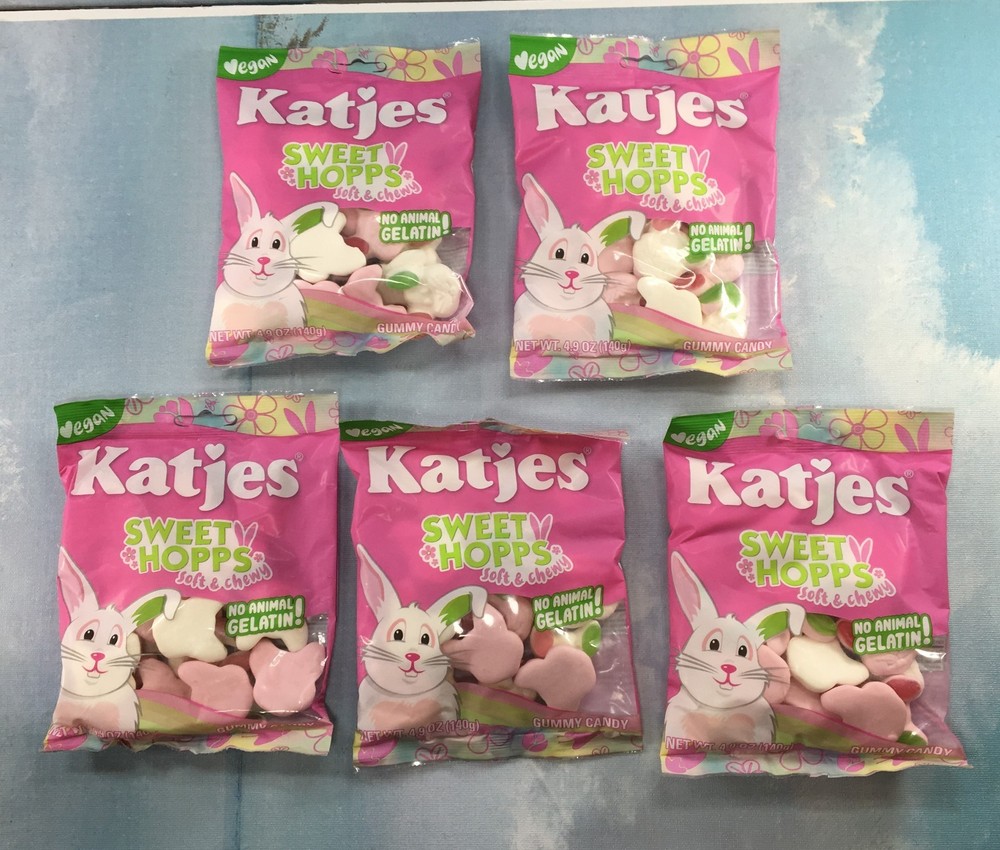 Katjes Sweet Hopps (Green Ear Bunny) Gummy Candy, 5 Pack, 4.9 oz (140 g) Each