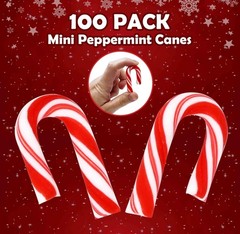 Christmas Mini Candy Canes Individually Wrapped Peppermint Flavor 100