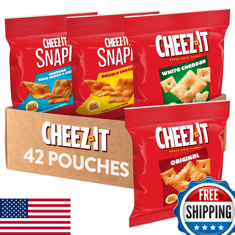 Cheez-It Cheese Crackers Baked Snack Crackers Lunch Snacks Variety Pack 42 Packs