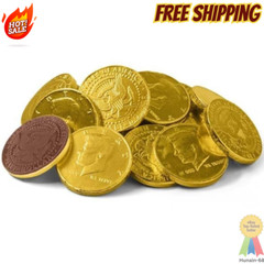 130 Pieces Gold Foil Wrapped Chocolate Kennedy Half Dollar Coins Easter Candy !