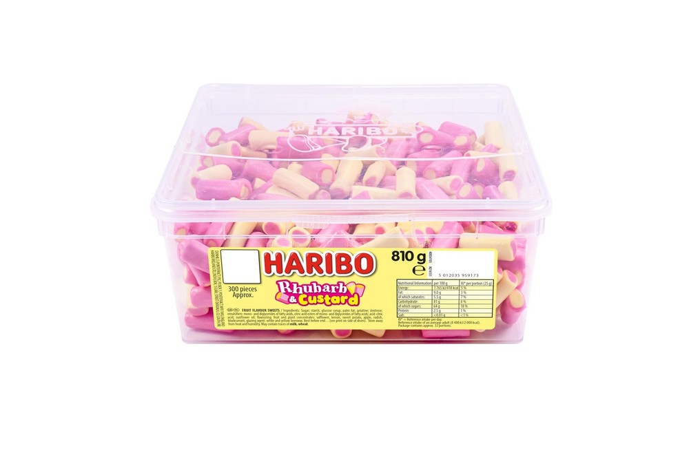 Haribo Rhubarb And Custard Candy Sweets 300 Count Tub Perfect For Sharing