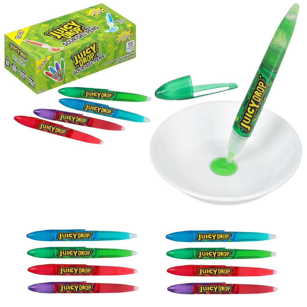 Sour Candy Gel Pen, 12 Ct Sour Candy Gel Pens in Assorted Fruity Flavors, Full S