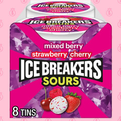 Ice Breakers Sours Strawberry-Mixed Berry 1.5 Oz Containers (Pack Of 8), 1.5