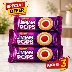 Britannia Jim Jam Pops Cookies 70g Pack of 3 Vanilla Creme & Jam | Exp 09-01-26