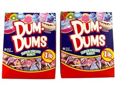2 x 16oz/1lb 68ct Box DUM-DUMS Lollipops Candy SUPER TREATS MIX Up To 16 Flavors