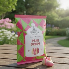 Original Bonds London Pear Drops Bag Sugar 5.3 Ounce (Pack of 1), Yellow,Pink