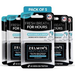 Zelmins Minty Mouth Breath Freshener – 5 Pack Long Lasting Bad Breath Treatme…