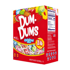 Dum Dums Original Mix Lollipop Suckers, Assorted Flavors Hard Candy,16 Oz Box