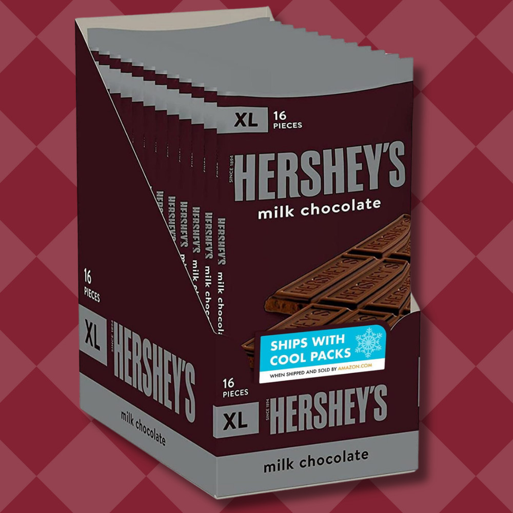 HERSHEY’S Milk Chocolate XL Candy Bars, 4.4 Oz 12 Count 16 Pieces