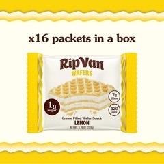 Rip Van Wafels Lemon Cookies, 16 Count, 1g Sugar, 4g Carbs, Vegan, Keto Frien…