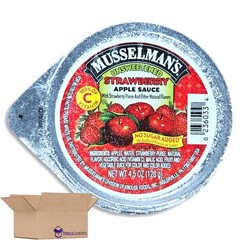 Musselman’s Unsweetened Strawberry Apple Sauce Cup, 4.5 Oz | Pack of 24