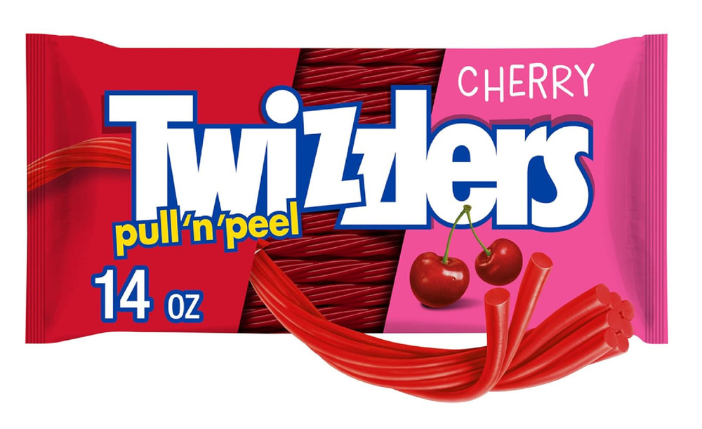 TWIZZLERS PULL ‘N’ PEEL Cherry Flavored Licorice Style, Chewy Candy Bag, 14 Oz
