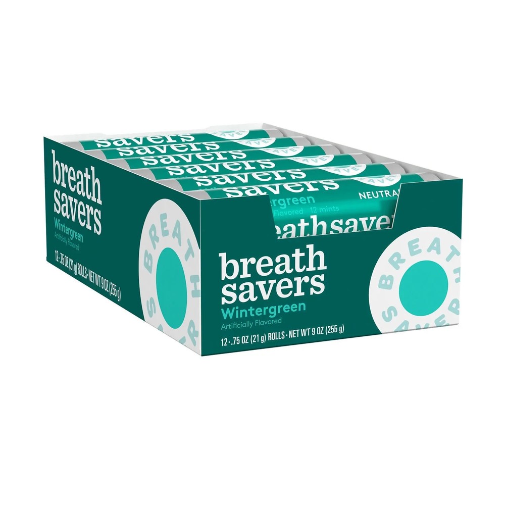 Breath Savers Wintergreen Sugar Free Breath Mints, Rolls 0.75 oz, 24 Count