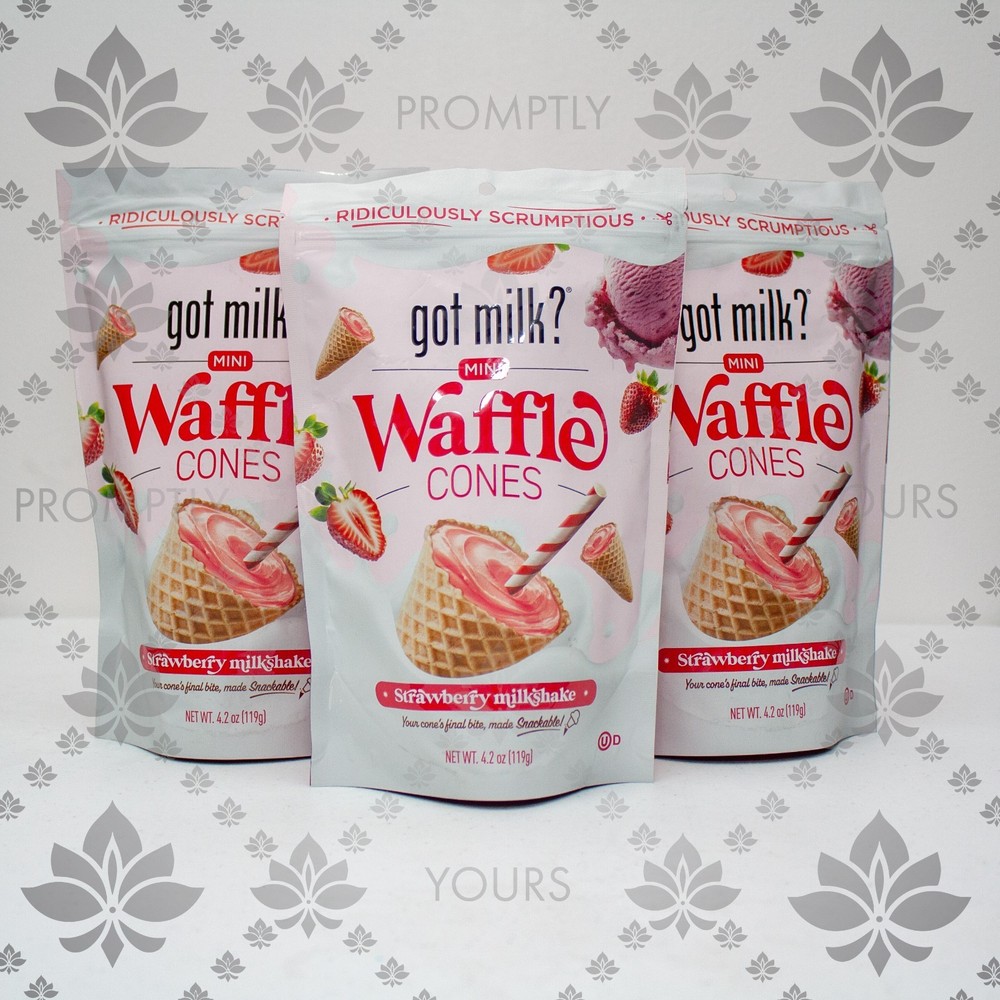 got milk? Strawberry Milkshake Mini Waffle Cones 3 Pack