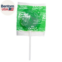 Caramel Apple Pops – Individually Wrapped Caramel Covered Green Apple Candy Loll