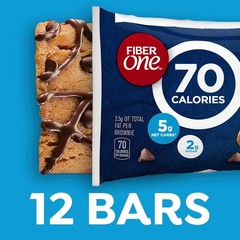 Fiber One 70 Calorie Brownies, Chocolate Chip Cookie Snack Bars, 12 Ct, 10.6 oz