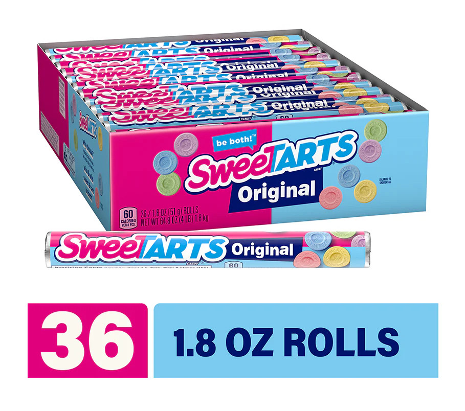 SweeTarts Original, 5 Assorted Flavors Hard Candy, 1.8-Ounce Rolls (36 Count)
