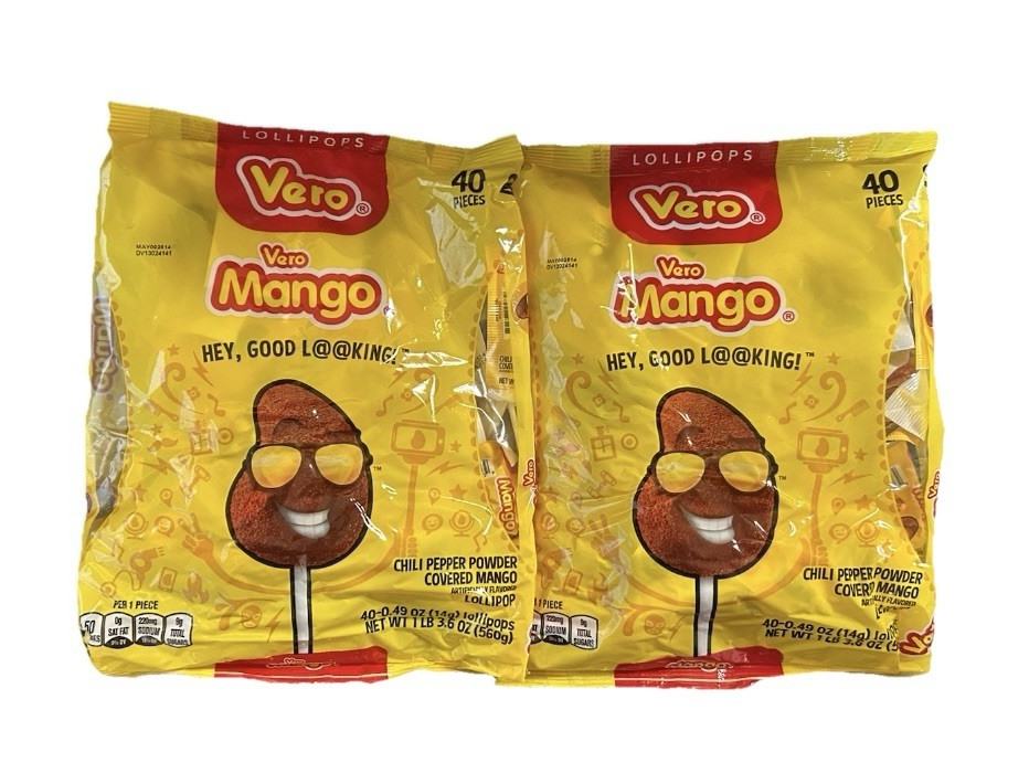2X Vero Mango Picosito Mexican Lollipops With Chilli Powder 40 Pieces Candy