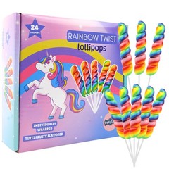 Rainbow Twist Lollipops, Bulk Individually Wrapped for Birthday Parties, Unic…