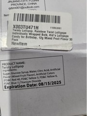 Twisty Lollipop, Rainbow Twist Lollipops Individually Wrapped Bulk 30pk BB 8/25