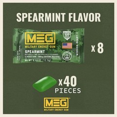 MEG – Military Energy Gum | 100mg of Caffeine 1 Count (Pack 8), Spearmint