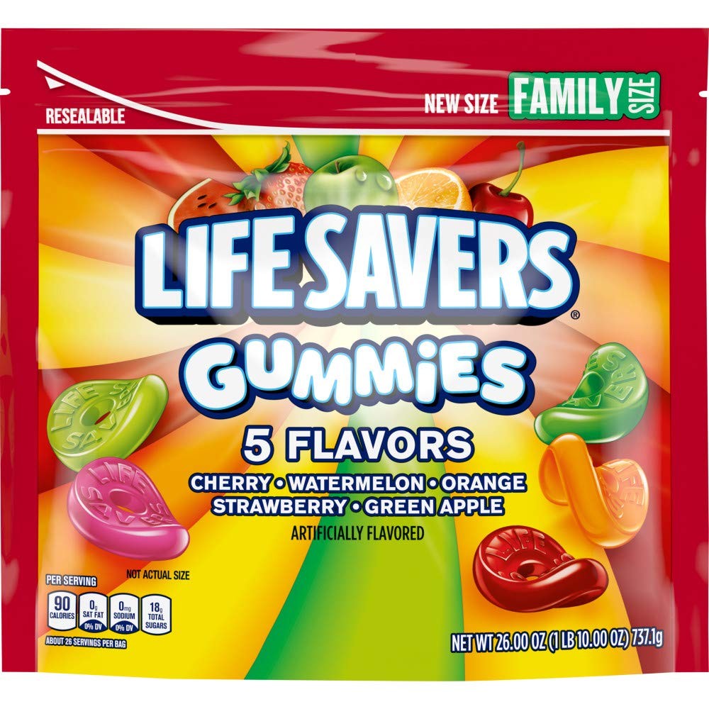 LIFE SAVERS 5 Flavors Gummies Candy Bag, Gummy 1.62 Pound (Pack of 6), Orange