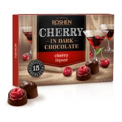 Roshen Candy Cherry in Dark Chocolate Cherries Liqueur Gift Box Ukraine 155g