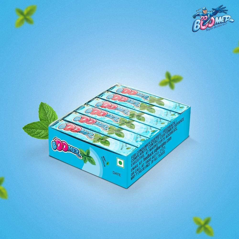 Boomer Wrigley Multipack, Fresh Mint (24 Pieces) 18g x 24 = 432g free shipping