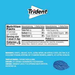 Trident Original Flavor Sugar Free Gum 42 Count Pack of 3 Peppermint Cinnamon
