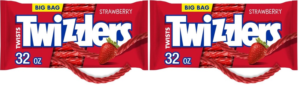 2 PACK -BB:JULY/26- TWIZZLERS Twists Strawberry Flavored Licorice Style, Chewy