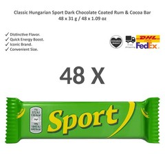 Classic Hungarian Sport Dark Chocolate Coated Rum & Cocoa Bar – 48x31g