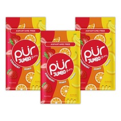 PUR Jumbo Gum | Aspartame Free Chewing | 20 Count (Pack of 3), Fruit Mix