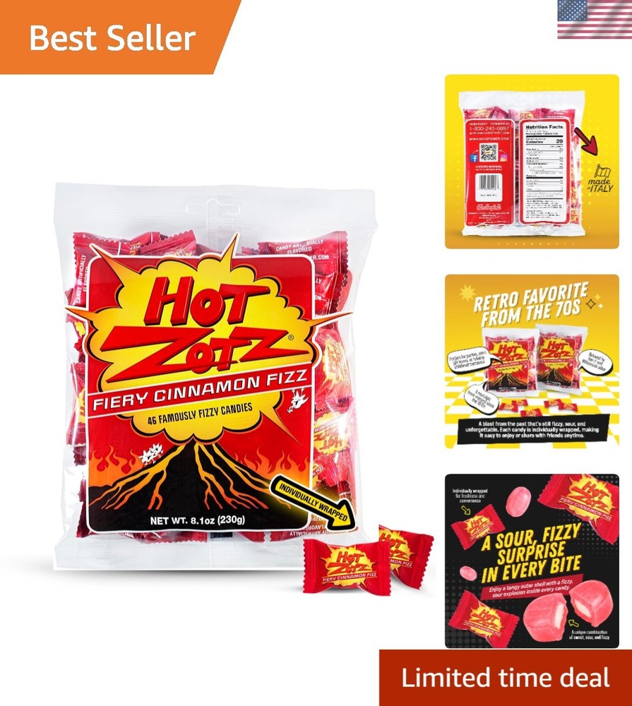 Fizzy Sour Candy Bulk – 46 Count Fiery Cinnamon Retro Treats for All Occasions