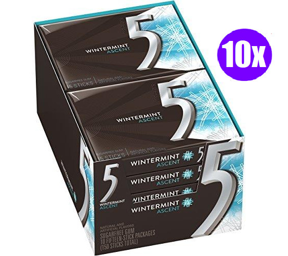 Wrigley’s 5 Gum Wintermint Ascent, 10 Pack- 150 Count
