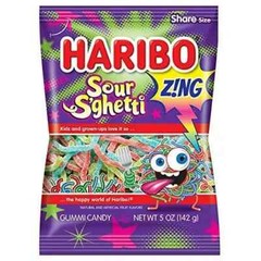 Haribo Gummi Candy, Z!NG Sour S’ghetti, 5-Ounce Bags [Pack of 1]