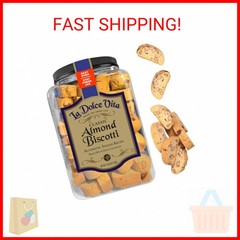 La Dolce Vita Classic Almond Italian Biscotti Cookies, Gourmet Coffee & Tea Dipp