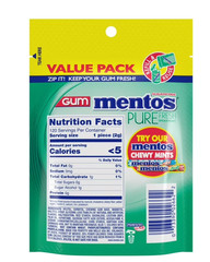 (PACK OF 2) Mentos Pure Sugar-Free Gum with Xylitol, Spearmint, Nut Free,120GUMS