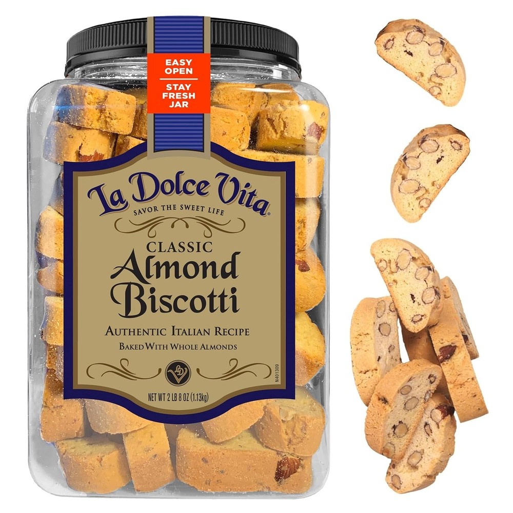 New La Dolce Vita Classic Italian Biscotti – Almond Cookie, 40 Ounce Bottle