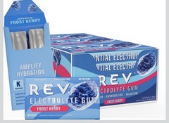 REV Electrolyte Gum 12 Packs Frost Berry, Sugar-Free w/ Essential Electrolytes