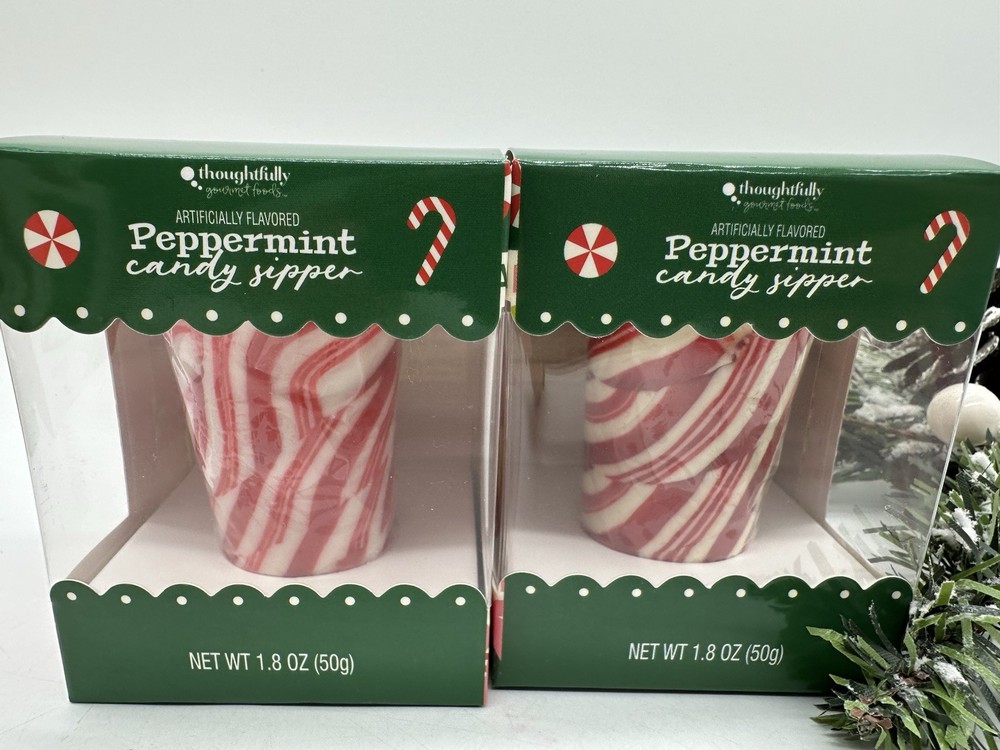 2 Candy Cane Peppermint Edible Candy Shot Cup Christmas Stocking Stuffer Party