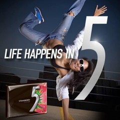 5 Gum Sour Strawberry Sugar Free Chewing Gum Bulk Pack, 15 Stick (Pack of 10)