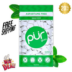 PUR Gum Aspartame Free Chewing Gum 100% Xylitol Natural Spearmint Flavored Gum