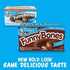 Drake’s Funny Bones, 4 Boxes, 40 Twin-Wrapped Peanut Butter Creme-Filled Cakes