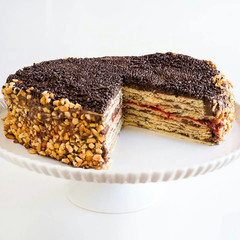 Lithuanian Bakery Chocolate Raspberry Torte 24 Serving Full Size European Layer
