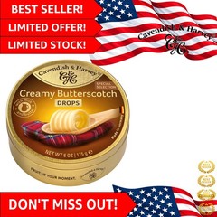 Creamy Butterscotch Drops in Elegant 6 Ounce Gold Tin – Perfect Gift