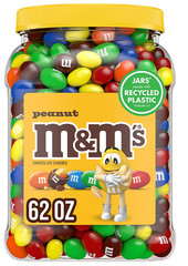 M&M’s Bulk Chocolate Candy, Peanut Milk Chocolate, Jar, 62 oz Fast Free Shipping