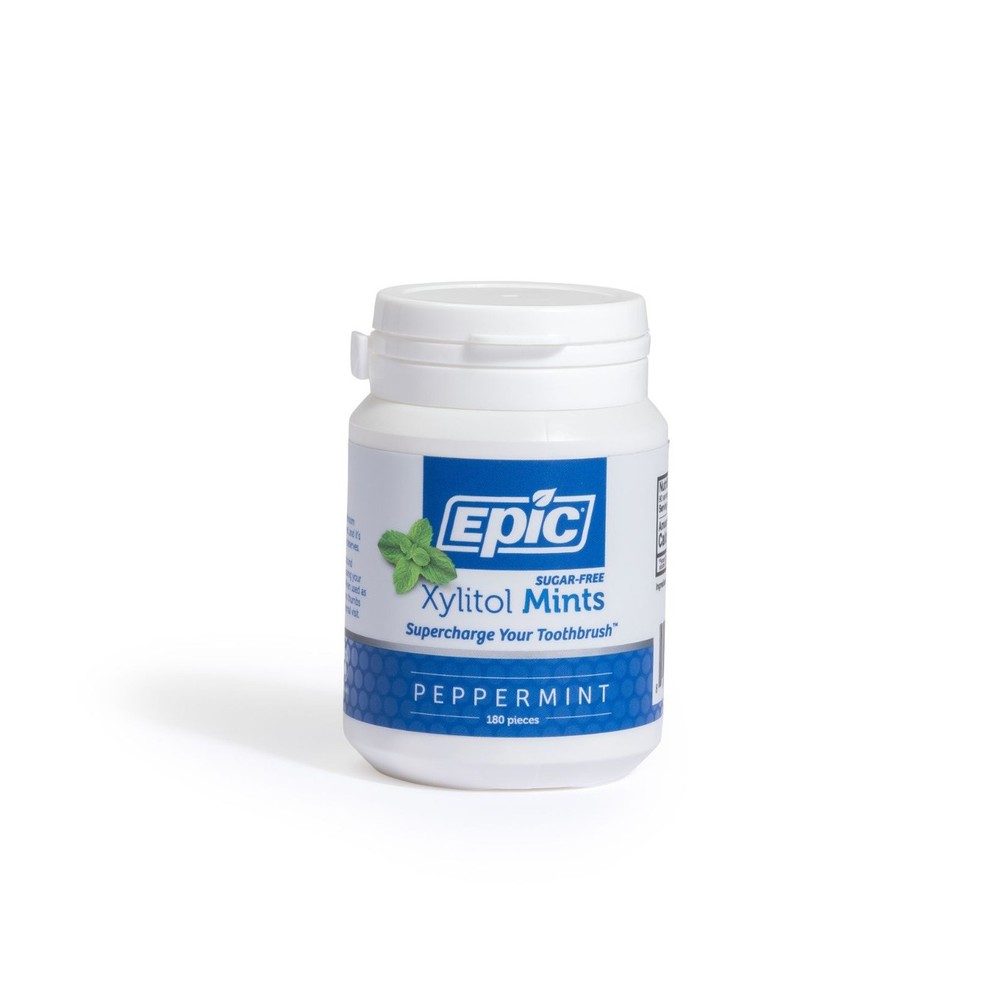 Epic Dental 100% Xylitol Mints Peppermint 180 Pieces Sweetened Mints Pack of 2