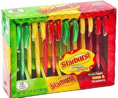 12 – Starburst Christmas Candy Canes Ind Wrapped Green Apple Lemon Strawberry