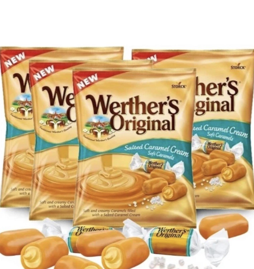 4 Werther’s Original SALTED CARAMEL CREME Soft Caramels- 4 BAGS ( FREE SHIPPING