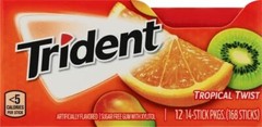 Trident Tropical Twist Sugar Free Gum 12 Packs of 14 Pieces